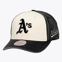 Unisex Mitchell & Ness Cream/Black Athletics Snow Block Pro Crown Snapback Hat