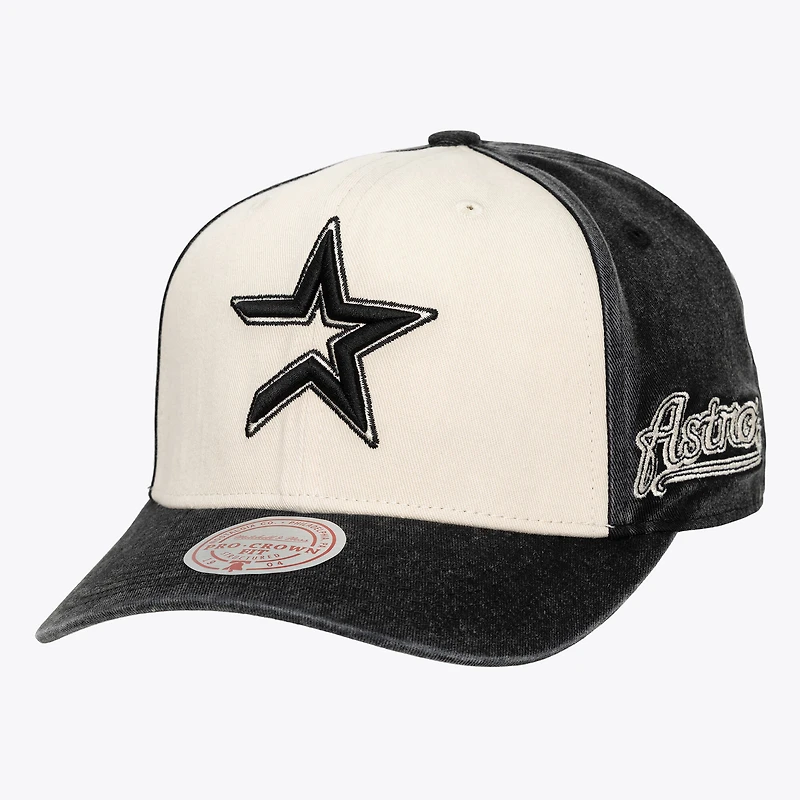 Unisex Mitchell & Ness Cream/Black Houston Astros Snow Block Pro Crown Snapback Hat