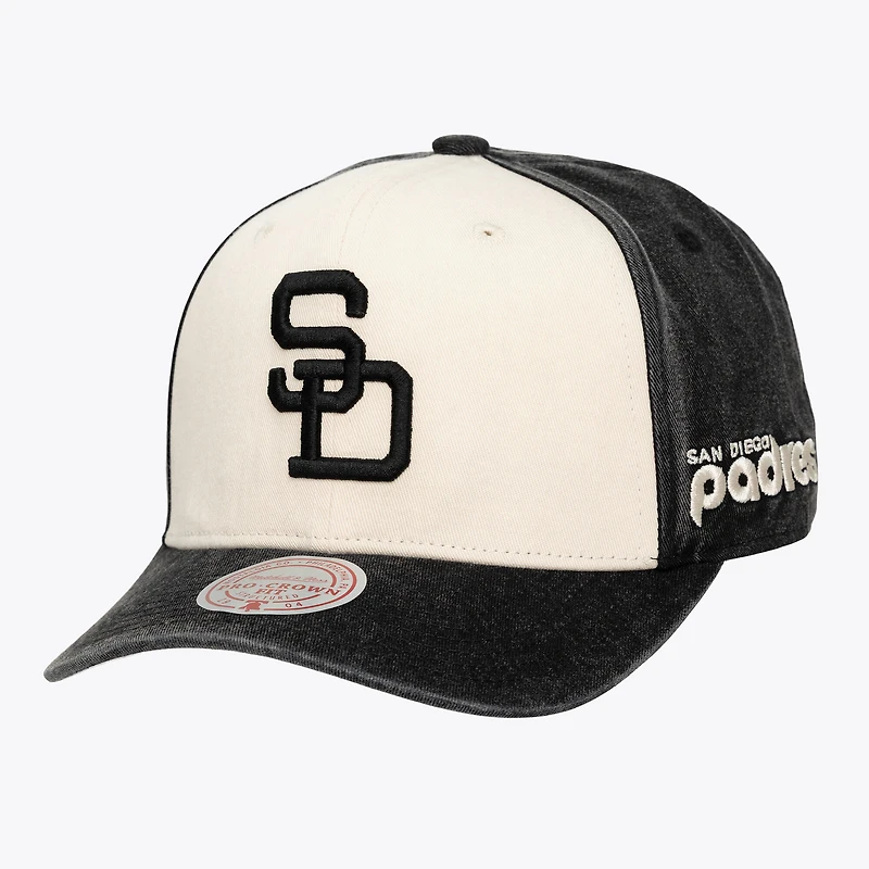 Unisex Mitchell & Ness Cream/Black San Diego Padres Snow Block Pro Crown Adjustable Hat