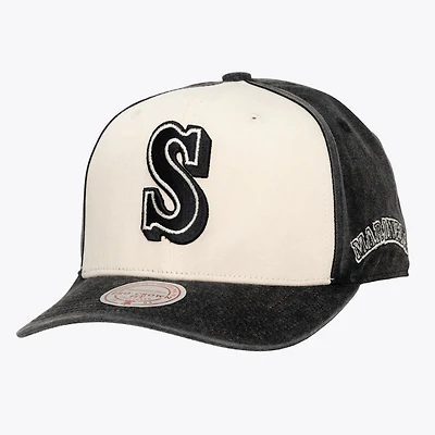 Unisex Mitchell & Ness Cream/Black Seattle Mariners Snow Block Pro Crown Snapback Hat