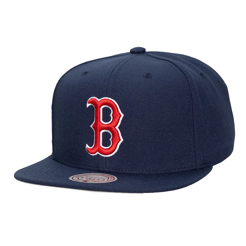 Men's Mitchell & Ness  Navy Boston Red Sox Side Logo Snapback Hat