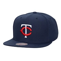Unisex Mitchell & Ness  Navy Minnesota Twins Side Logo Snapback Hat
