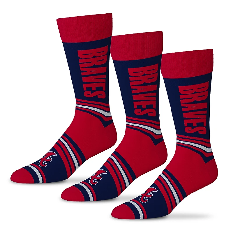 Unisex Starter  Navy Atlanta Braves Rally Cry 3-Pack Socks Set