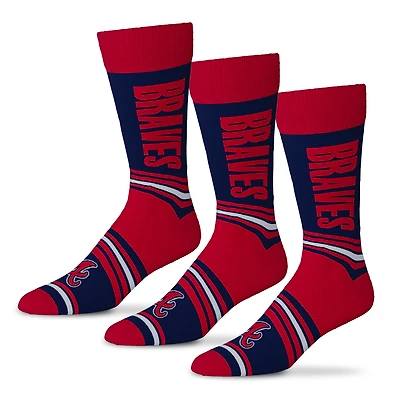 Unisex Starter  Navy Atlanta Braves Rally Cry 3-Pack Socks Set