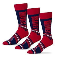 Unisex Starter  Navy Atlanta Braves Rally Cry 3-Pack Socks Set
