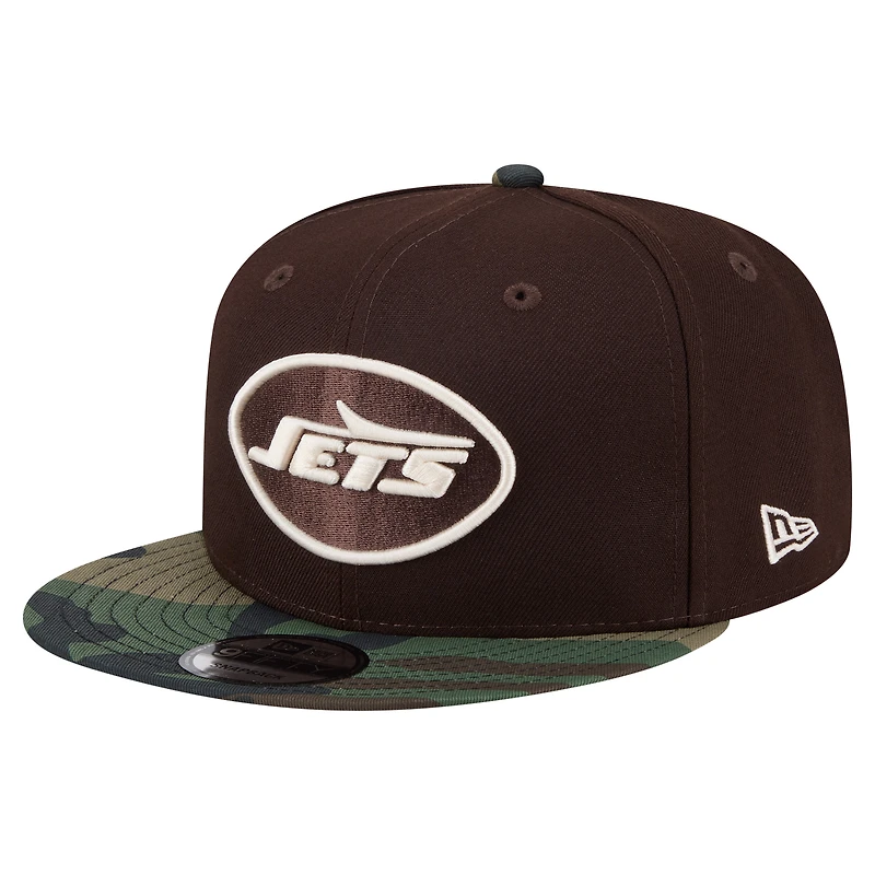Men's New Era Dark Brown New York Jets Burnt Wood Camo 9FIFTY Snapback Hat