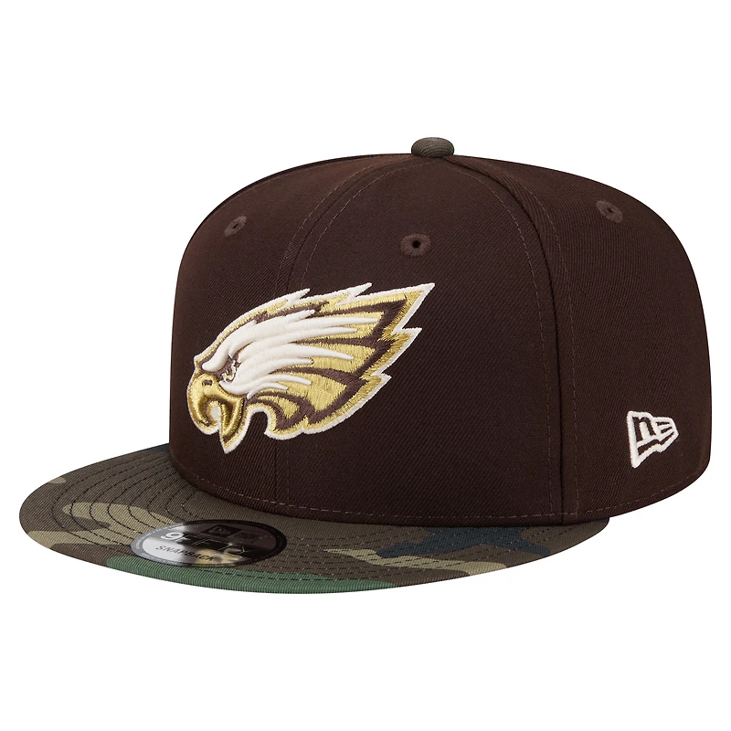 Men's New Era  Dark Brown Philadelphia Eagles Burnt Wood Camo 9FIFTY Snapback Hat