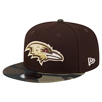Men's New Era  Dark Brown Baltimore Ravens Burnt Wood Camo 9FIFTY Snapback Hat