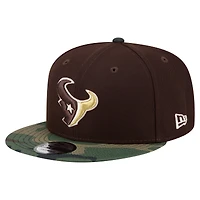 Men's New Era  Dark Brown Houston Texans Burnt Wood Camo 9FIFTY Snapback Hat