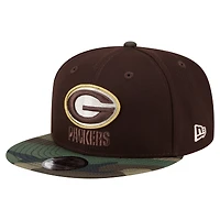 Men's New Era  Dark Brown Green Bay Packers Burnt Wood Camo 9FIFTY Snapback Hat