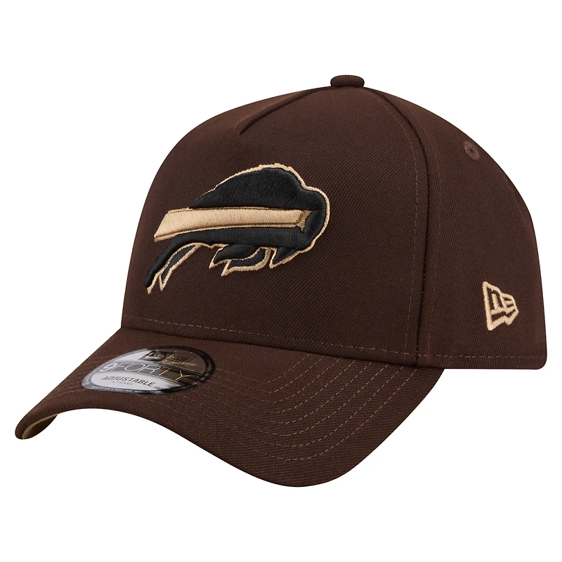 Men's New Era  Dark Brown Buffalo Bills Burnt Wood A-Frame 9FORTY Adjustable Hat