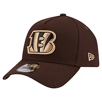 Men's New Era  Dark Brown Cincinnati Bengals Burnt Wood A-Frame 9FORTY Adjustable Hat