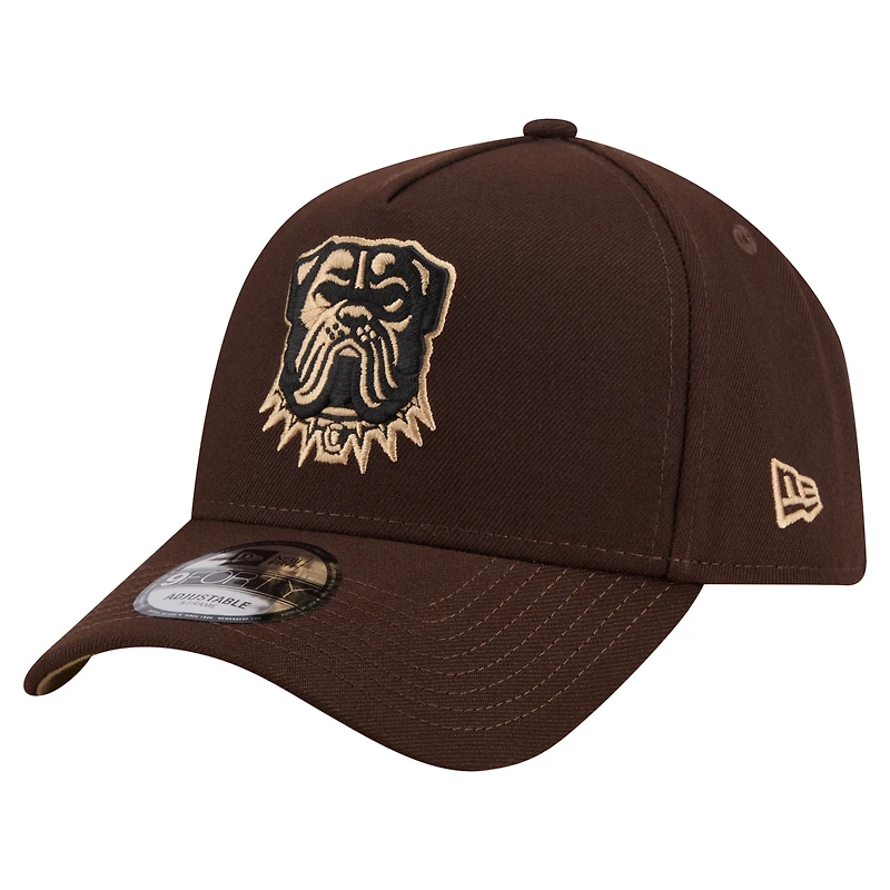 Men's New Era Dark Brown Cleveland Browns Burnt Wood A-Frame 9FORTY Adjustable Hat