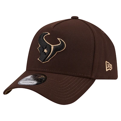 Men's New Era  Dark Brown Houston Texans Burnt Wood A-Frame 9FORTY Adjustable Hat