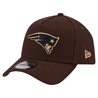 Men's New Era  Dark Brown New England Patriots Burnt Wood A-Frame 9FORTY Adjustable Hat