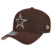 Men's New Era  Dark Brown Dallas Cowboys Burnt Wood A-Frame 9FORTY Adjustable Hat