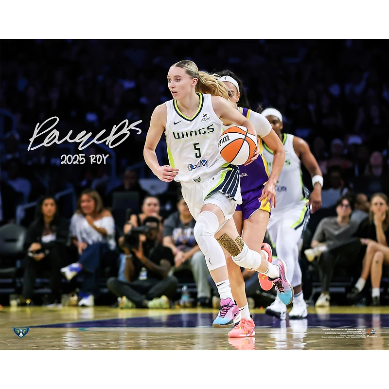 Paige Bueckers Dallas Wings Autographed 16" x 20" Dribbling Photograph with "2025 ROY" Inscription