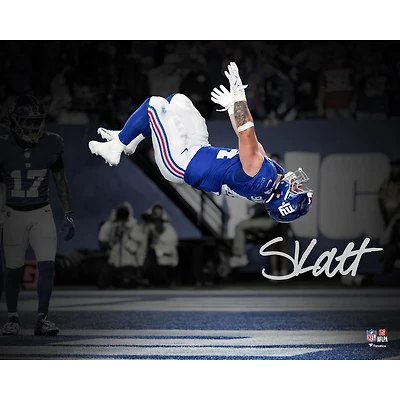 Cam Skattebo New York Giants Autographed 16" x 20" 2025 Week 3 Touchdown Celebration Backflip Spotlight Photograph