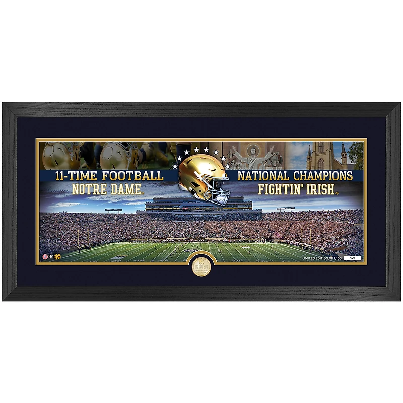 Highland Mint Notre Dame Fighting Irish Leprechaun Series 11-Time College Football National Champions 12" x 20" Panoramic Stadium Bronze Coin Photo Mint