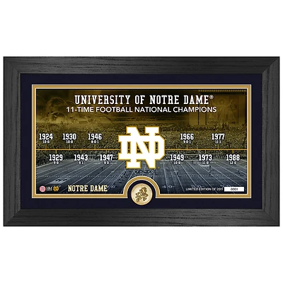 Highland Mint Notre Dame Fighting Irish Leprechaun Series 11-Time College Football National Champions 12"x 20" Timeline Panoramic Bronze Coin Photo Mint