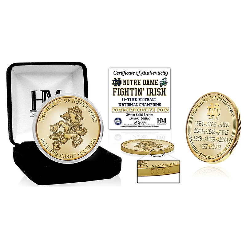 Highland Mint Notre Dame Fighting Irish Leprechaun Series 11-Time College Football National Champions Bronze Coin