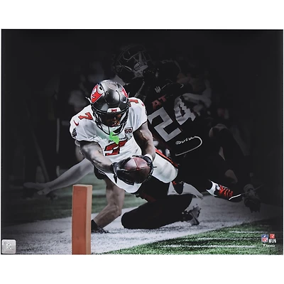 Bucky Irving Tampa Bay Buccaneers Autographed 16" x 20" Diving Touchdown Spotlight Photograph