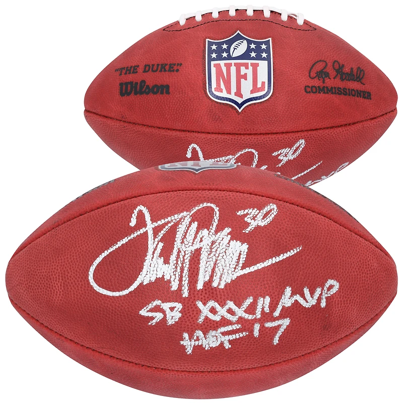Terrell Davis Denver Broncos Autographed Wilson Duke Full Color Football with "SB XXXII MVP" & "HOF 17" Inscriptions