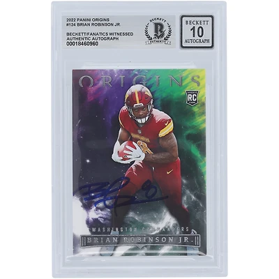 Brian Robinson Jr. Washington Commanders Autographed 2022 Panini Origins #124 Beckett Fanatics Witnessed Authenticated 10 Rookie Card