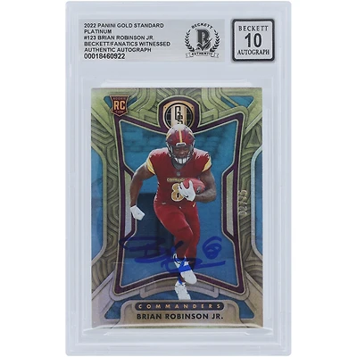 Brian Robinson Jr. Washington Commanders Autographed 2022 Panini Gold Standard Platinum #123 #/75 Beckett Fanatics Witnessed Authenticated 10 Rookie Card