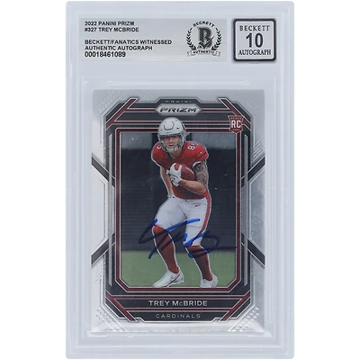 Trey McBride Arizona Cardinals Autographed 2022 Panini Prizm #327 Beckett Fanatics Witnessed Authenticated 10 Rookie Card