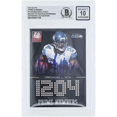 Marshawn Lynch Seattle Seahawks Autographed 2012 Panini Elite Prime Numbers #16 #/999 Beckett Fanatics Witnessed Authenticated 10 Card