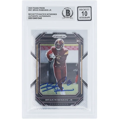 Brian Robinson Jr. Washington Commanders Autographed 2022 Panini Prizm #321 Beckett Fanatics Witnessed Authenticated /10 Rookie Card