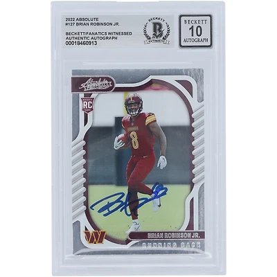 Brian Robinson Jr. Washington Commanders Autographed 2022 Panini Absolute #127 Beckett Fanatics Witnessed Authenticated /10 Rookie Card