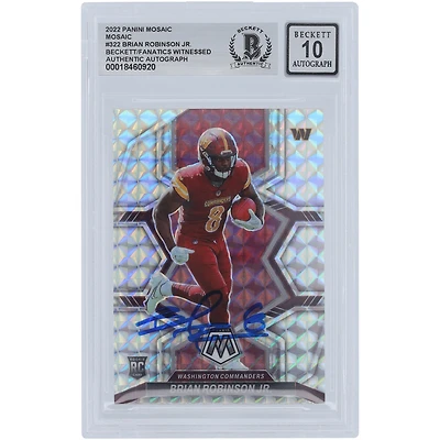 Brian Robinson Jr. Washington Commanders Autographed 2022 Panini Mosaic #322 Beckett Fanatics Witnessed Authenticated /10 Rookie Card