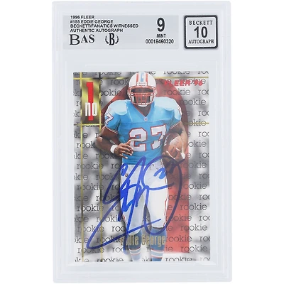 Eddie George Houston Oilers Autographed 1996 Fleer #155 Beckett Fanatics Witnessed Authenticated 9/10 Rookie Card