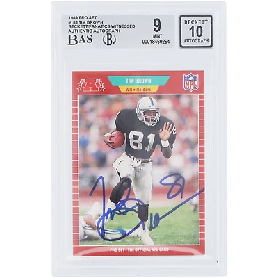 Tim Brown Oakland Raiders Autographed 1989 Pro Set #183 Beckett Fanatics Witnessed Authenticated 9/10 Rookie Card