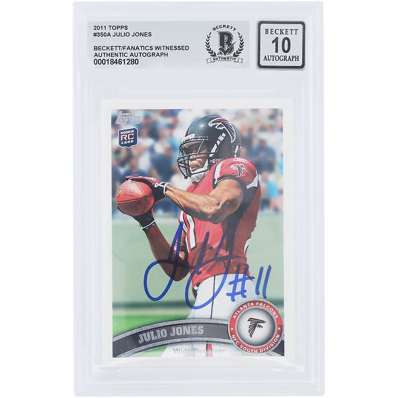 Julio Jones Atlanta Falcons Autographed 2011 Topps #350A Beckett Fanatics Witnessed Authenticated 10 Rookie Card