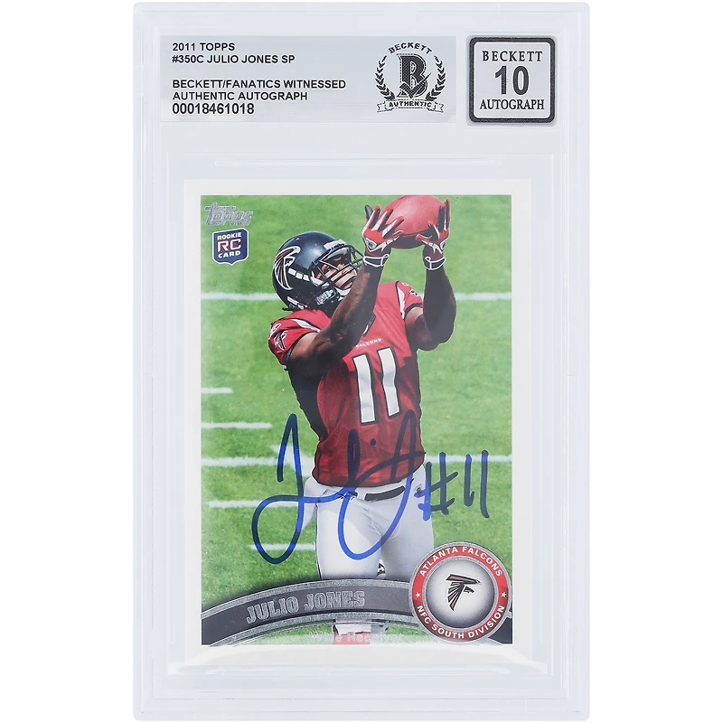 Julio Jones Atlanta Falcons Autographed 2011 Topps #350C Beckett Fanatics Witnessed Authenticated 10 Rookie Card