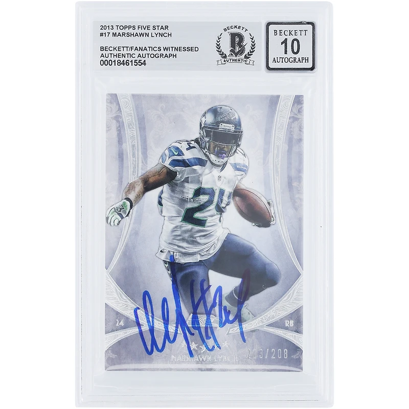 Marshawn Lynch Seattle Seahawks Autographed 2013 Topps Five Star #17 #/208 Beckett Fanatics Witnessed Authenticated 10 Card
