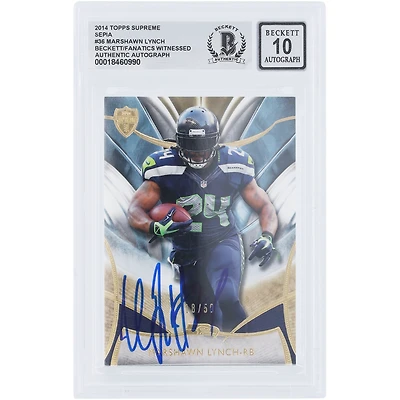 Marshawn Lynch Seattle Seahawks Autographed 2014 Topps Supreme Sepia #36 #/50 Beckett Fanatics Witnessed Authenticated 10 Card