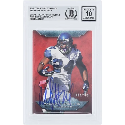 Marshawn Lynch Seattle Seahawks Autographed 2012 Topps Triple Threads #83 #/989 Beckett Fanatics Witnessed Authenticated 10 Card