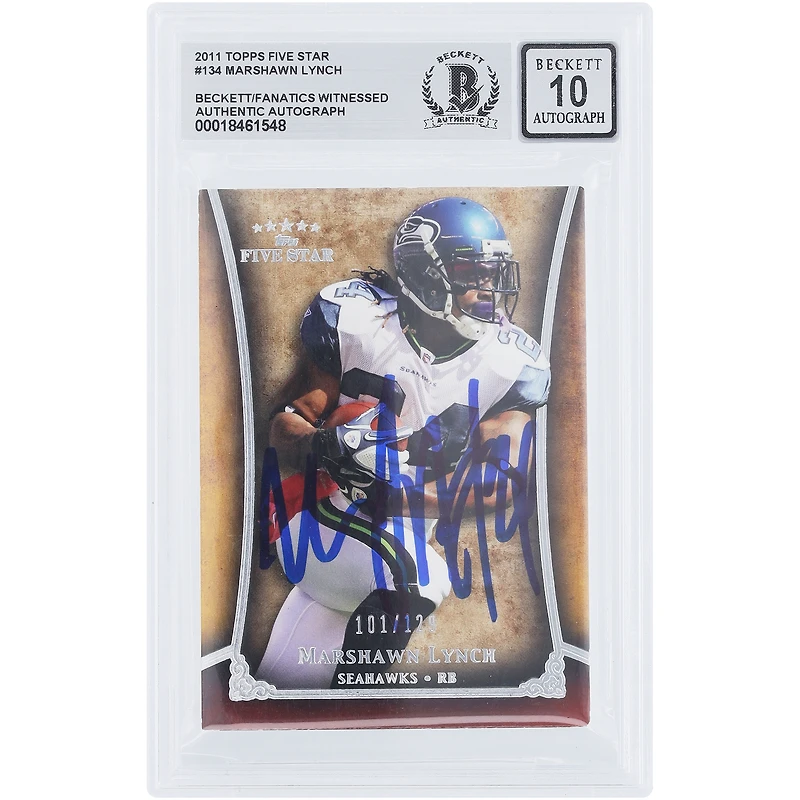 Marshawn Lynch Seattle Seahawks Autographed 2011 Topps Five Star #134 #/129 Beckett Fanatics Witnessed Authenticated 10 Card