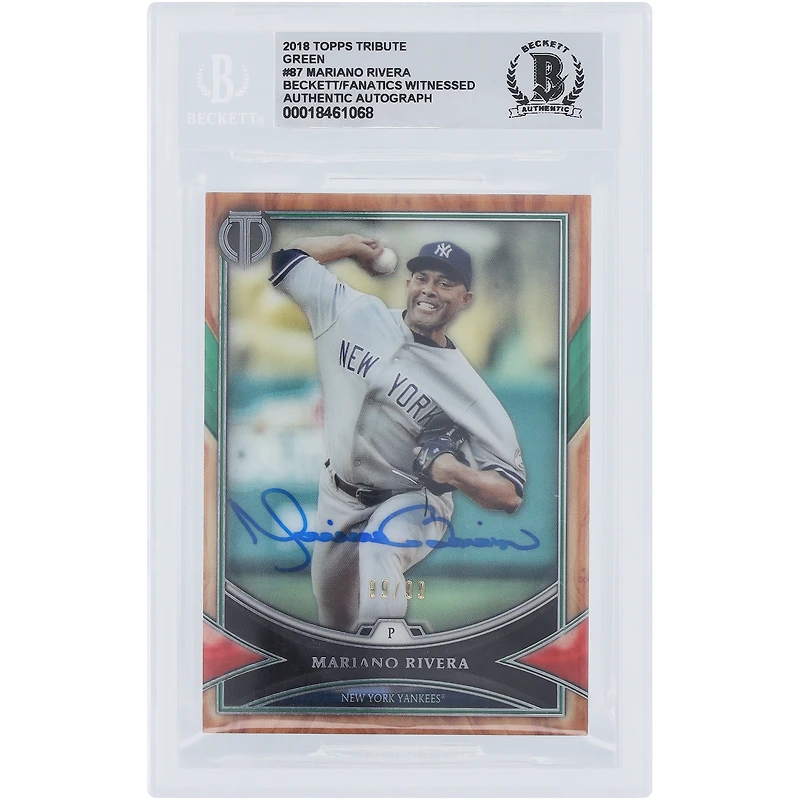 Mariano Rivera New York Yankees Autographed 2018 Topps Tribute Green #87 #/99 Beckett Fanatics Witnessed Authenticated /10 Card