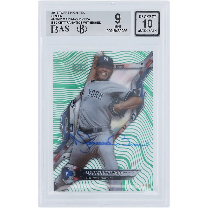 Mariano Rivera New York Yankees Autographed 2018 Topps High Tek Green #HT-MR #/99 Beckett Fanatics Witnessed Authenticated 9/10 Card