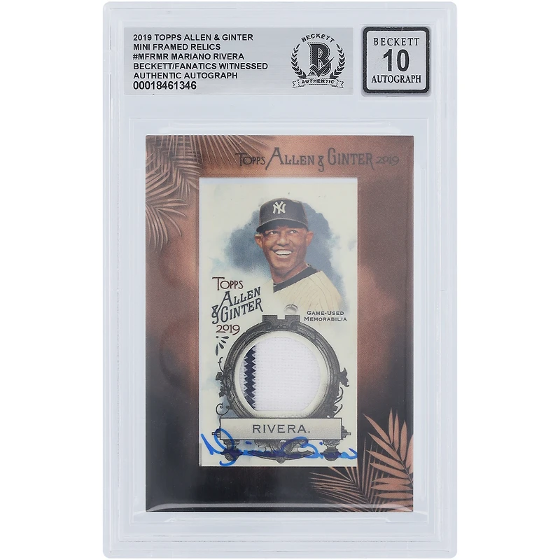 Mariano Rivera New York Yankees Autographed 2019 Topps Allen & Ginter Pinstripe Jersey Relic #MFR-MR Beckett Fanatics Witnessed Authenticated 10 Card