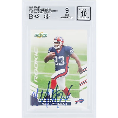 Marshawn Lynch Buffalo Bills Autographed 2007 Donruss Score #381 Beckett Fanatics Witnessed Authenticated 9/10 Rookie Card
