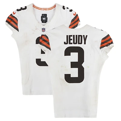 Jerry Jeudy Cleveland Browns Game-Used #3 White Nike Jersey vs. Baltimore Ravens on September 14, 2025
