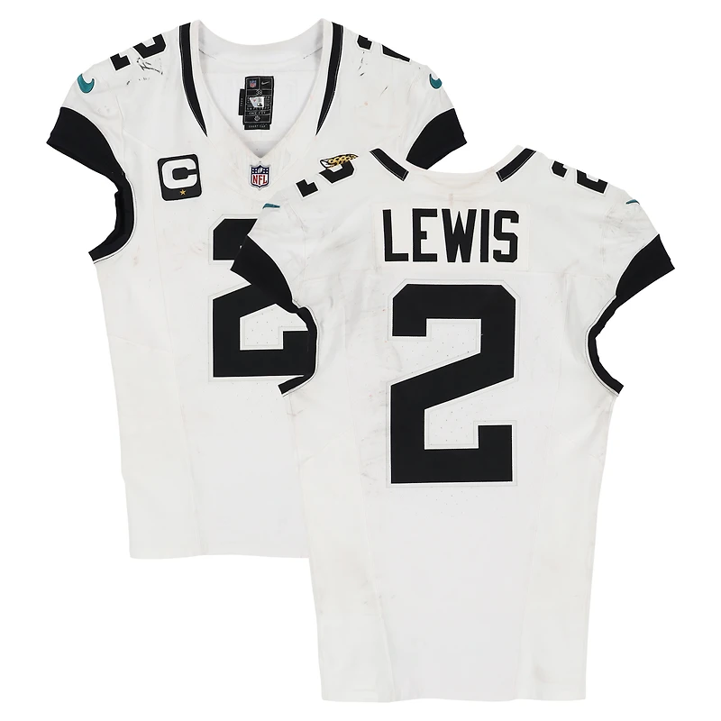 Jourdan Lewis Jacksonville Jaguars Game-Used #2 White Nike Jersey vs. Cincinnati Bengals on September 14, 2025