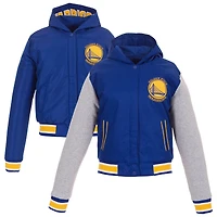 Women's JH Design  Royal Golden State Warriors Reversible Varsity Fleece Full-Zip Hoodie