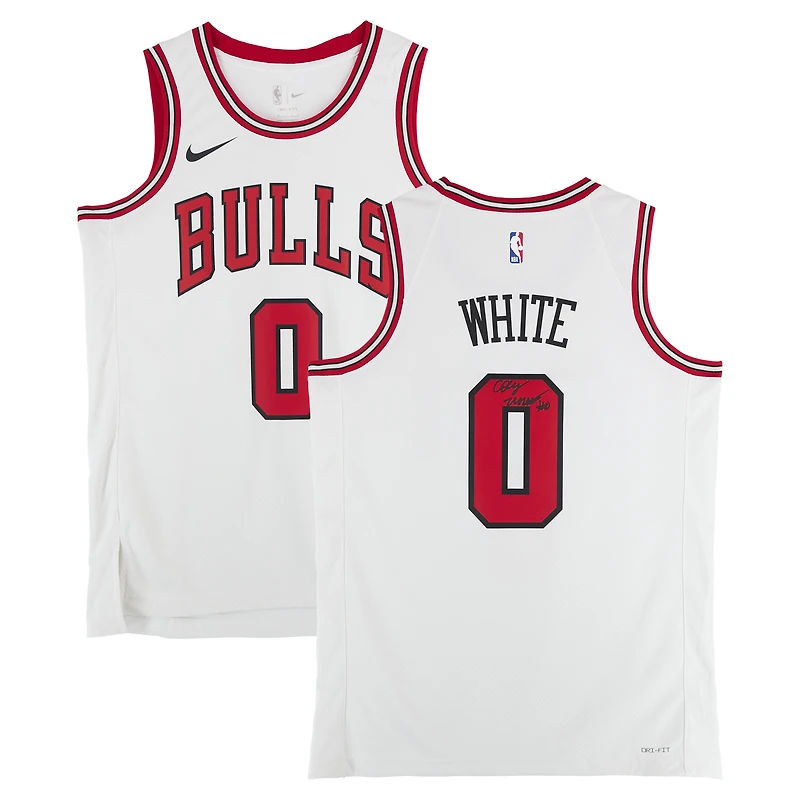 Coby White Chicago Bulls Autographed White Nike Association Edition Swingman Jersey
